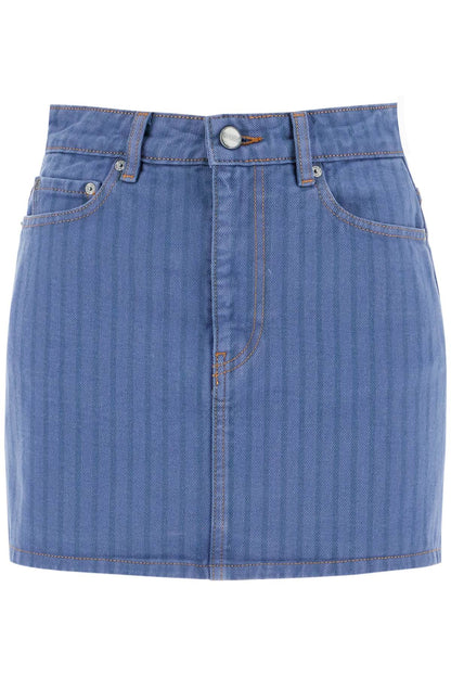 &quot;striped overdyed denim mini