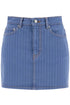 "striped overdyed denim mini