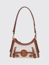 b-buzz monogram linen and leather shoulder bag