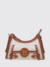 b-buzz monogram linen and leather shoulder bag