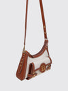 b-buzz monogram linen and leather shoulder bag