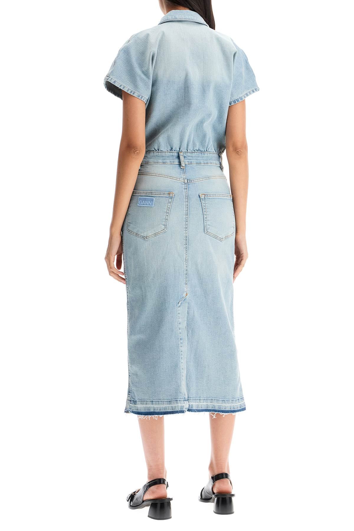 stretch denim midi dress in 8