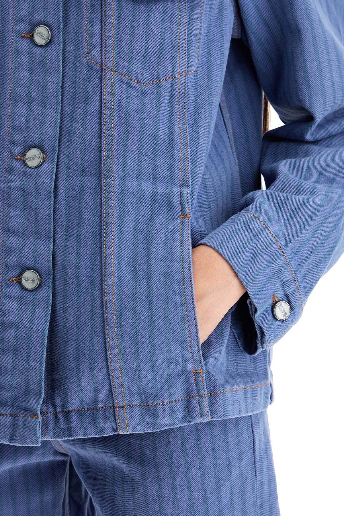 &quot;striped overdyed denim jacket