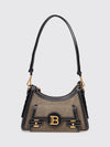 b-buzz monogram fabric and leather shoulder bag