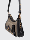 b-buzz monogram fabric and leather shoulder bag