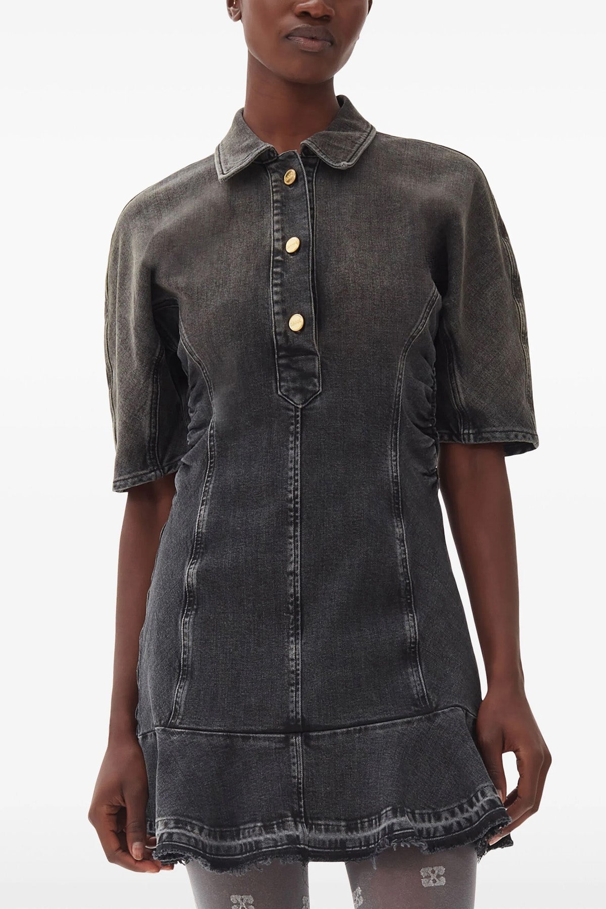 tint edge dress in stretch cotton denim