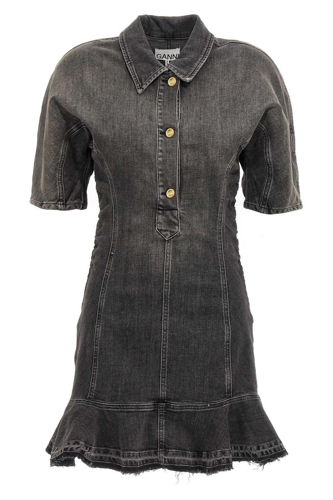 GANNI 34 tint edge dress in stretch cotton denim