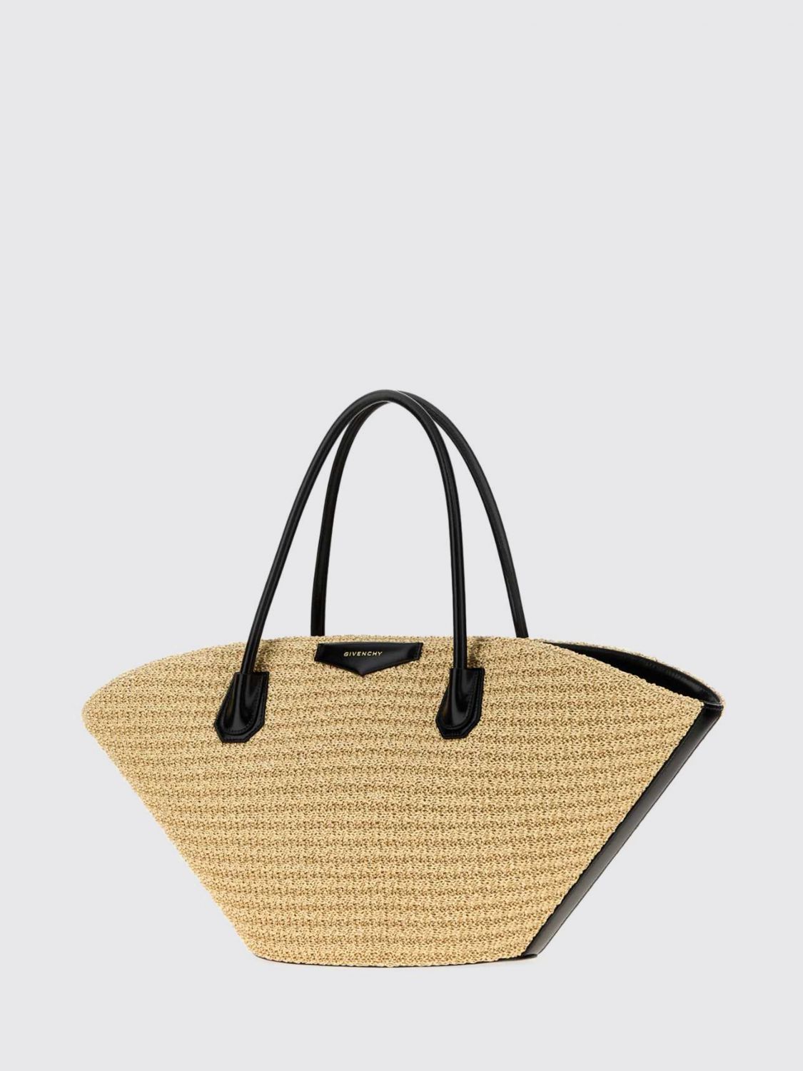 antigona sunset raffia shoulder bag with double handle