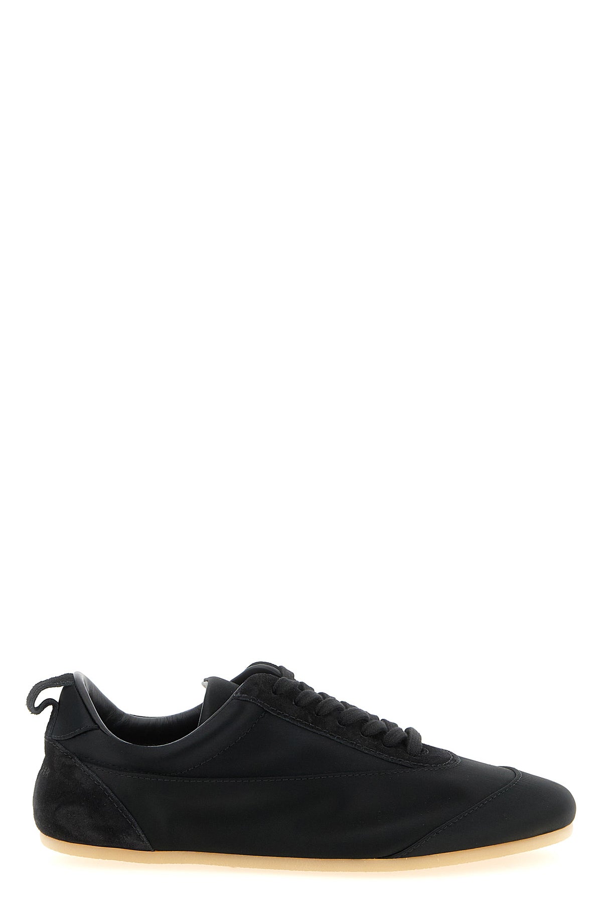 etage tone-on-tone satin and suede sneakers