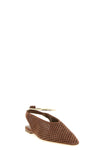 sling back pointed ballet flats in openwork suede