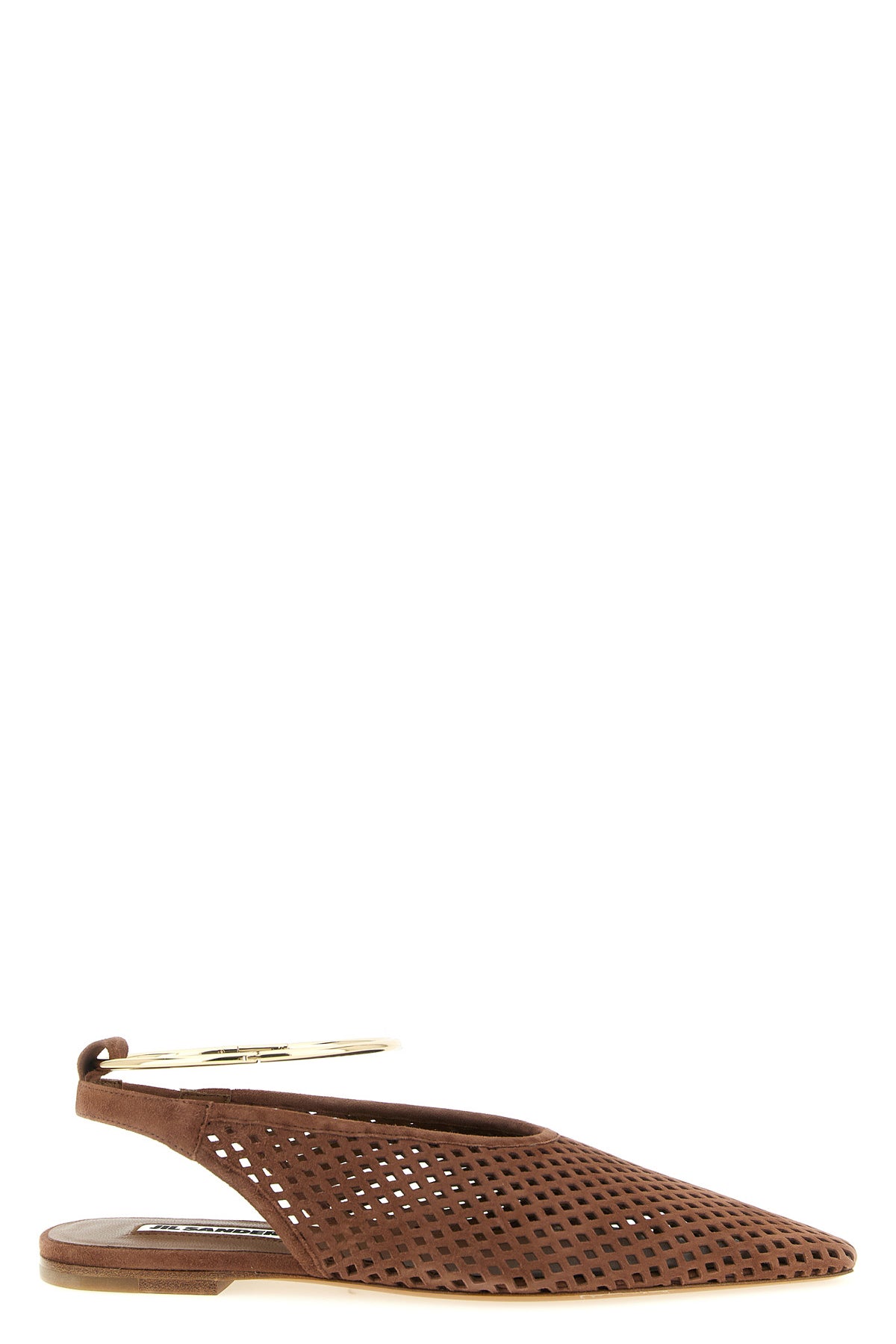 sling back pointed ballet flats in openwork suede