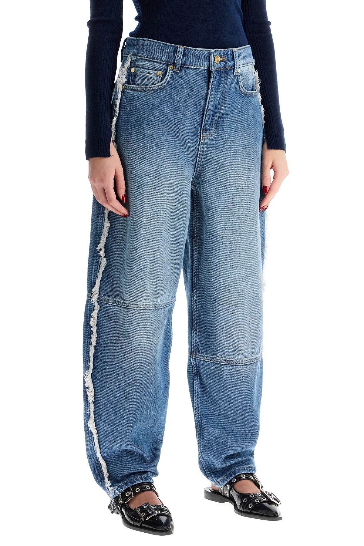 distressed barrel jeans with