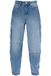 distressed barrel jeans with