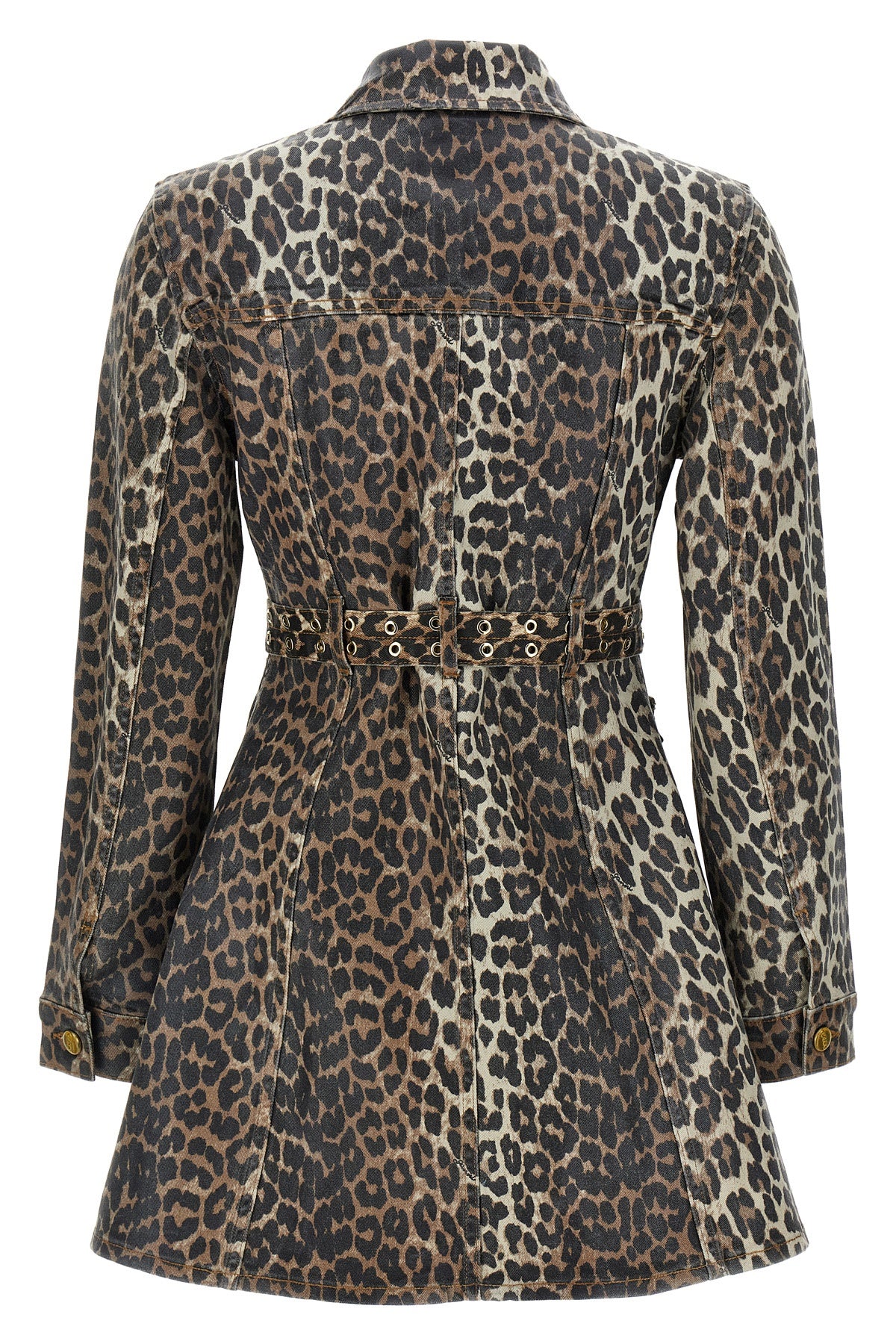 mini dress in leopard print cotton denim