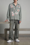 bush pants jacquard striped denim jeans