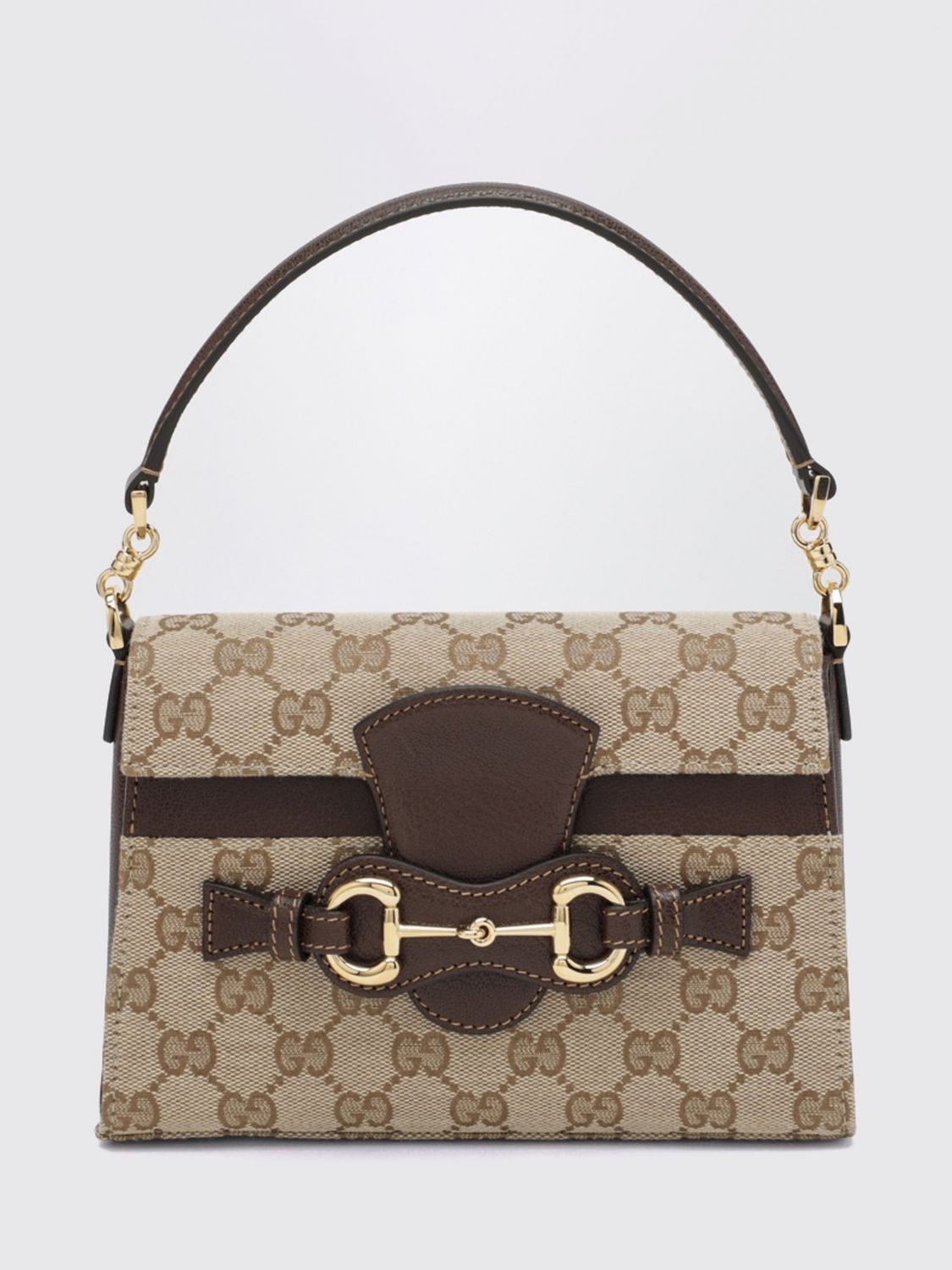 horsebit duomo mini handbag in gg jacquard and leather