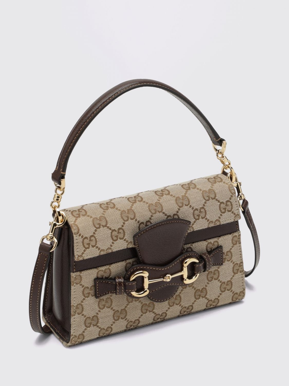 horsebit duomo mini handbag in gg jacquard and leather