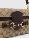 horsebit duomo mini handbag in gg jacquard and leather