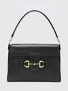 horsebit duomo calfskin leather shoulder bag with horsebit detail