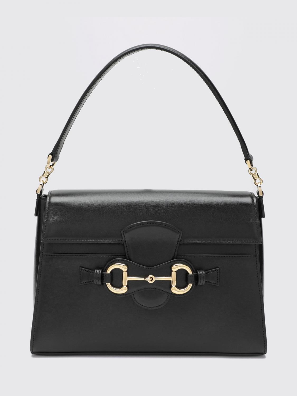 horsebit duomo calfskin leather shoulder bag with horsebit detail