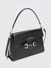 horsebit duomo calfskin leather shoulder bag with horsebit detail