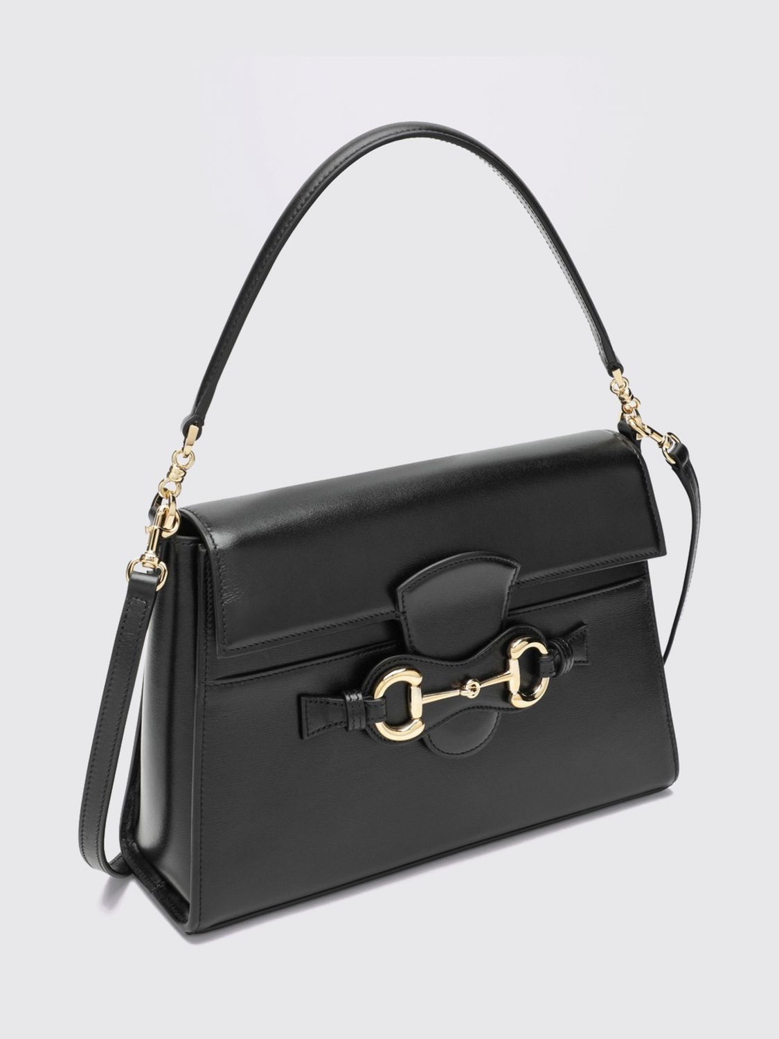 horsebit duomo calfskin leather shoulder bag with horsebit detail