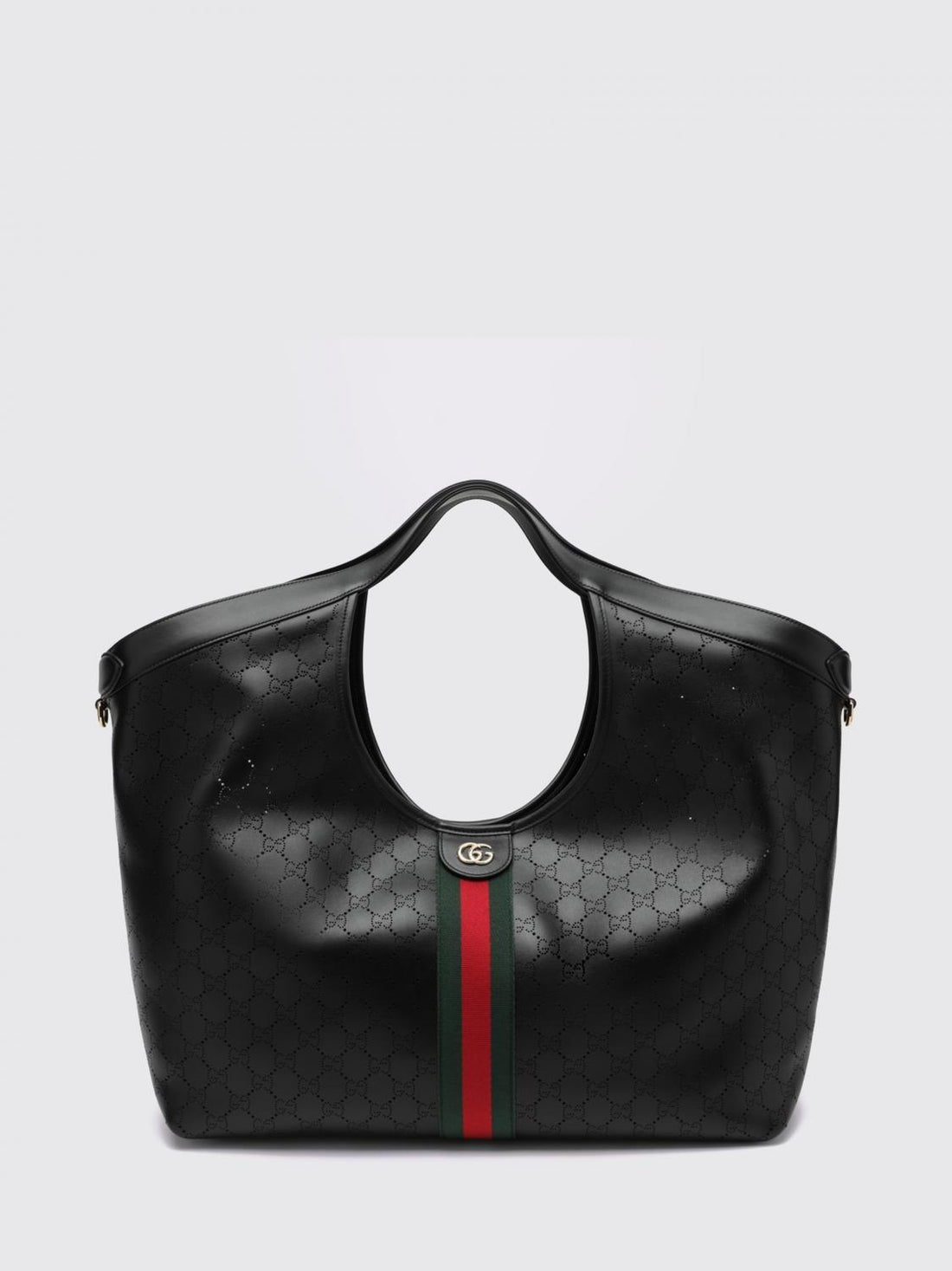 GUCCI OS giglio large perforated gg monogram leather tote with pouch