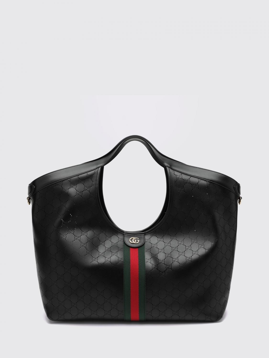 giglio large perforated gg monogram leather tote with pouch