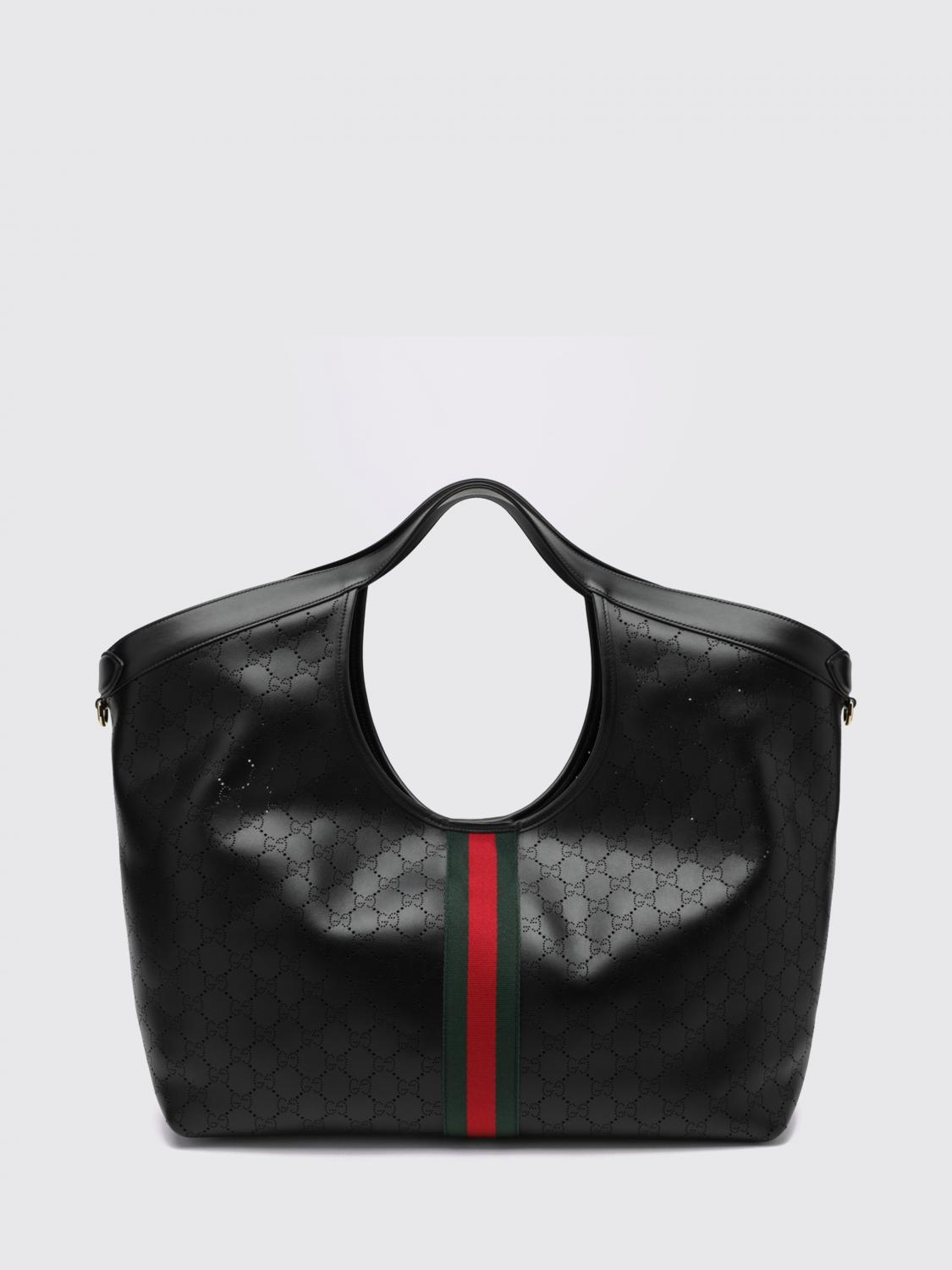 giglio large perforated gg monogram leather tote with pouch