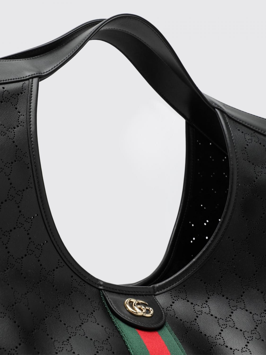 giglio large perforated gg monogram leather tote with pouch