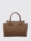 grained calf leather handbag with double handle and charm
