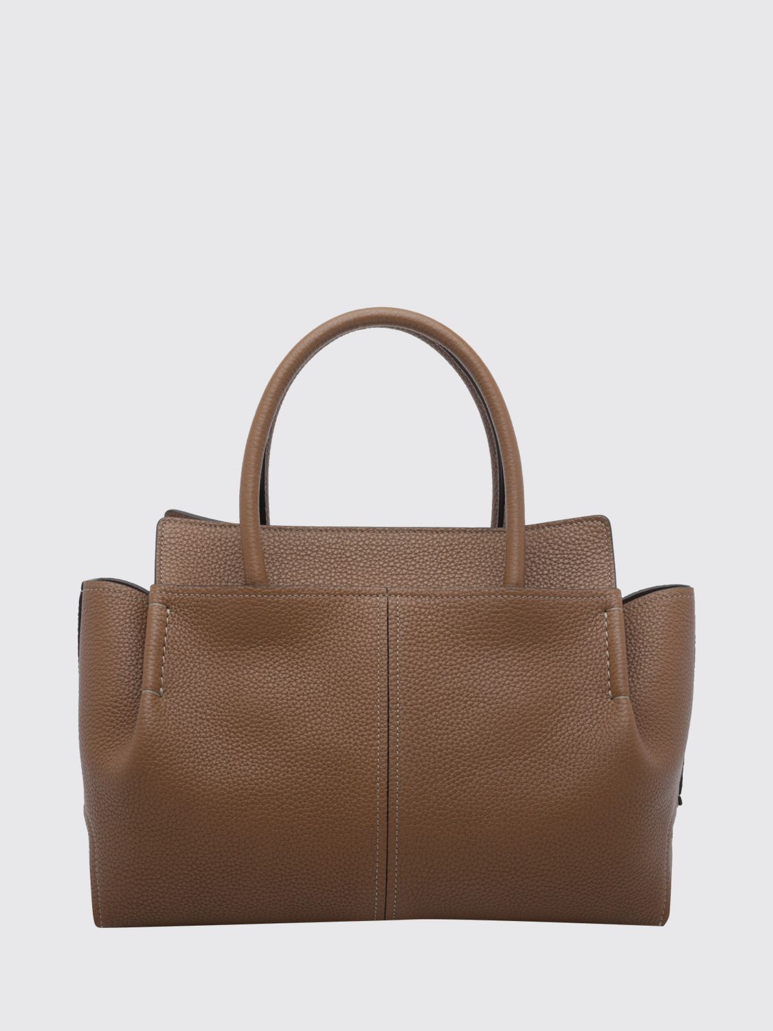 grained calf leather handbag with double handle and charm