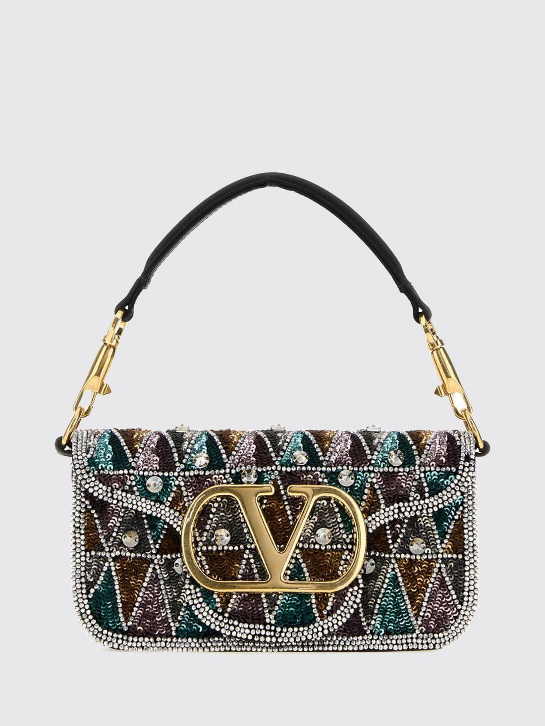 VALENTINO GARAVANI OS locò crystal-embroidered satin mini bag with vlogo