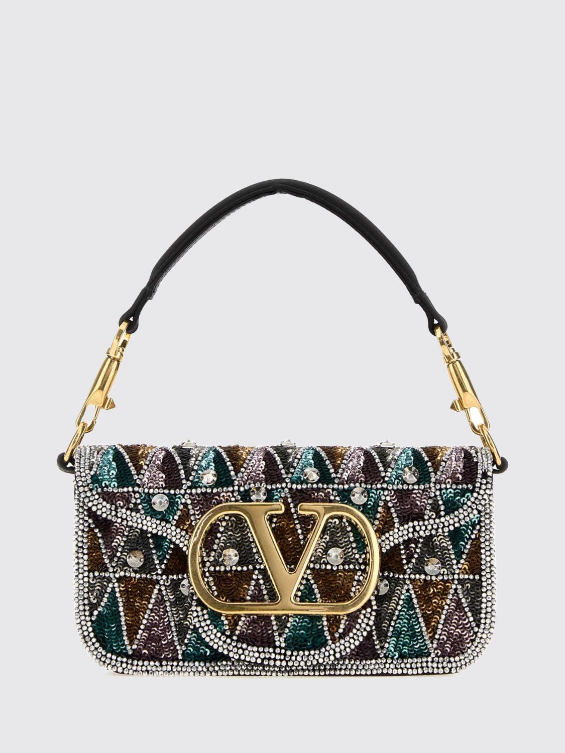 locò crystal-embroidered satin mini bag with vlogo
