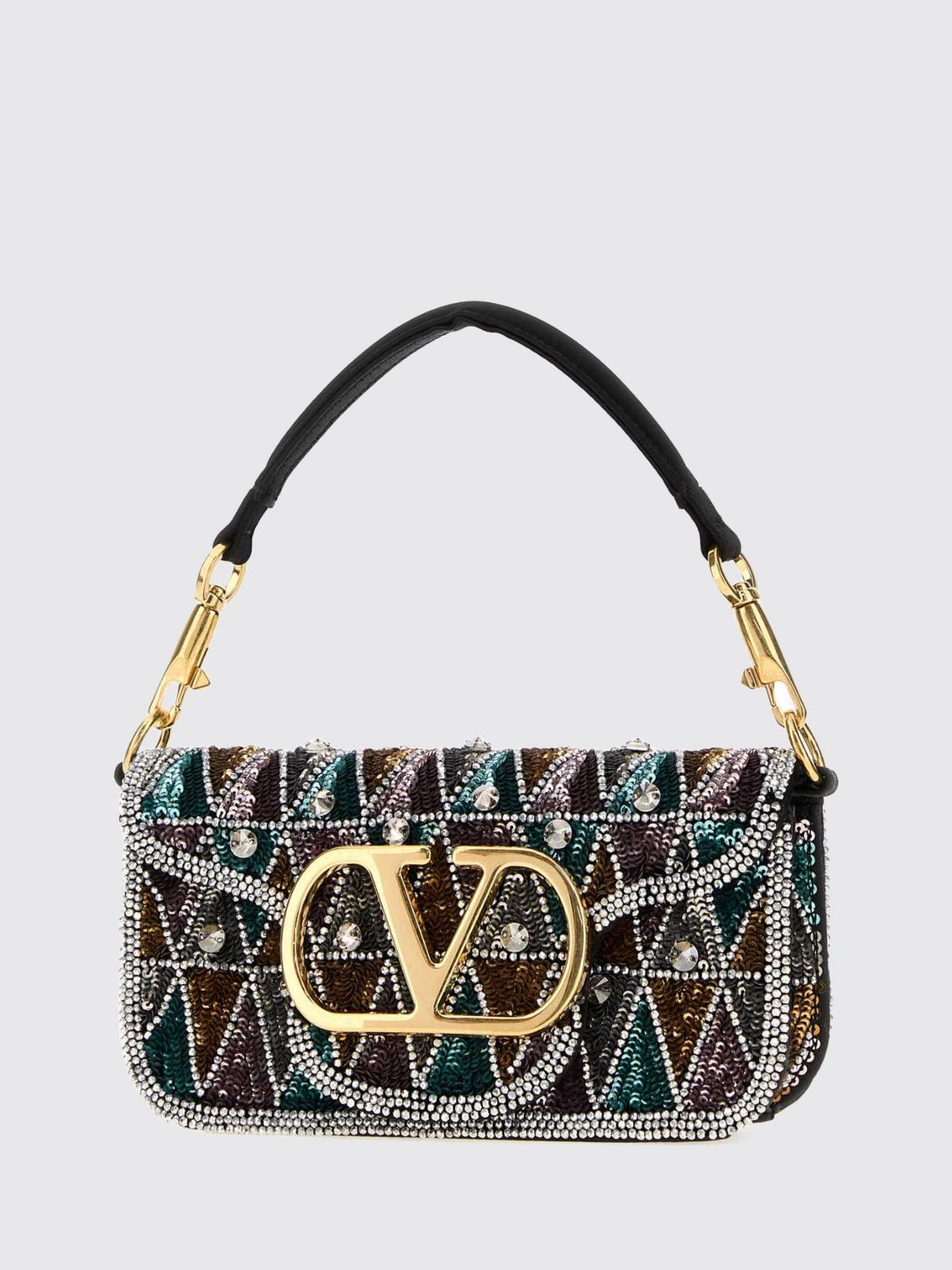 locò crystal-embroidered satin mini bag with vlogo