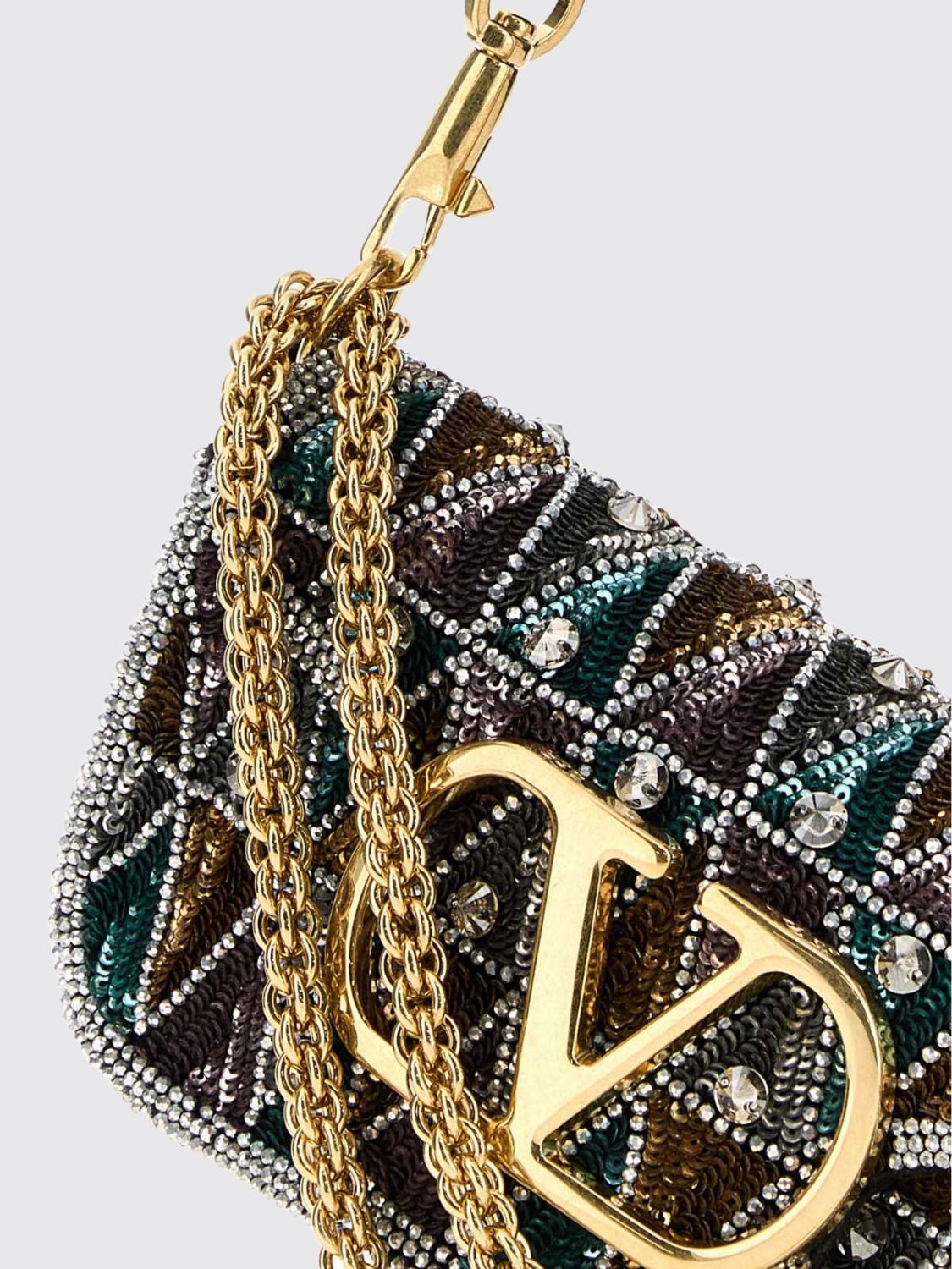 locò crystal-embroidered satin mini bag with vlogo
