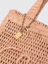 summer banana crochet raffia shoulder bag chloé with embroidered logo and charm