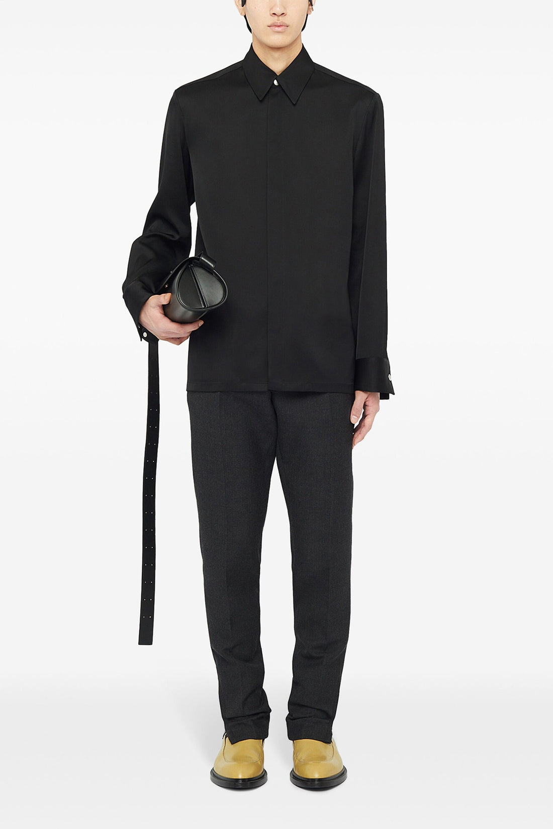 JIL SANDER 40 cm 121 viscose and silk blend twill shirt
