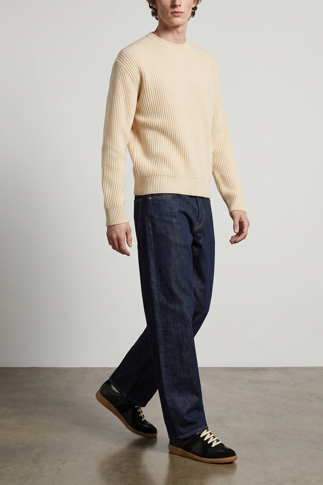 JIL SANDER 48 fishermans rib sweater in heavy ribbed wool