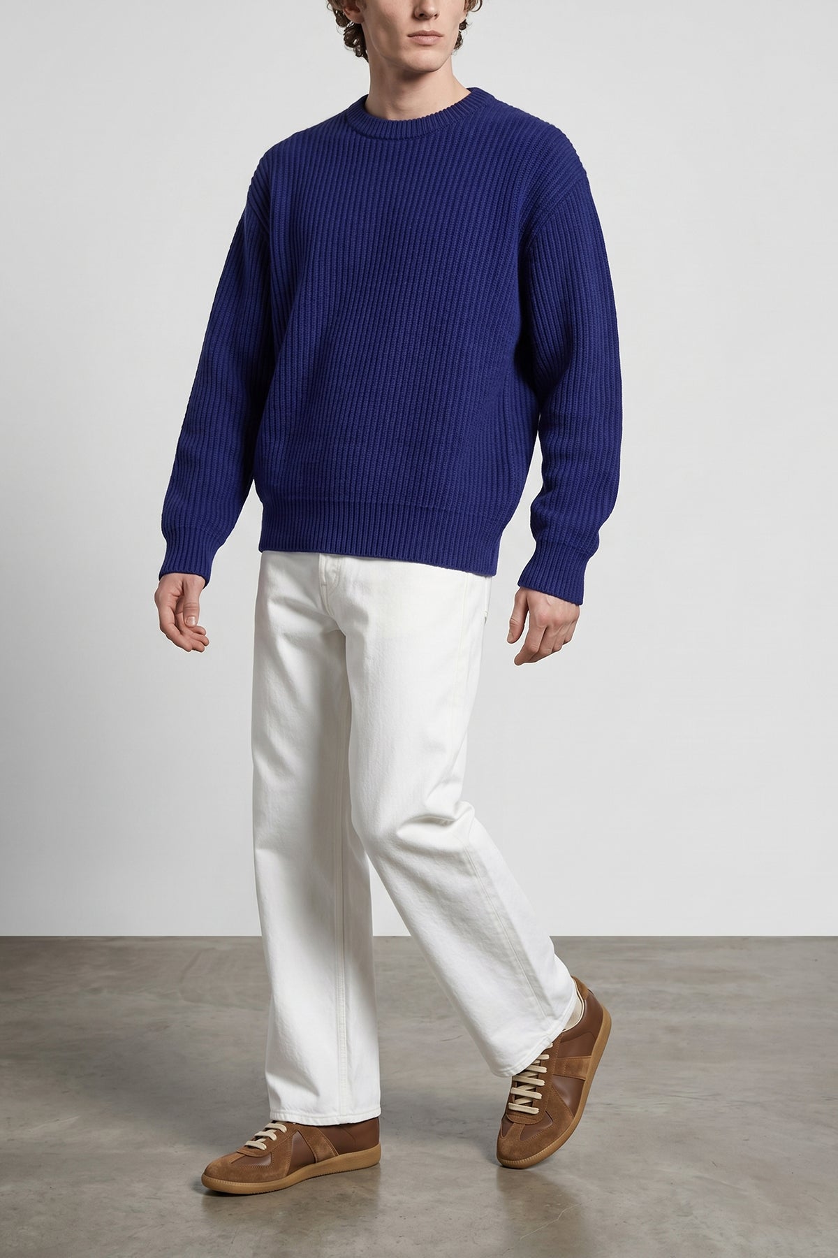 fishermans rib sweater in heavy ribbed wool
