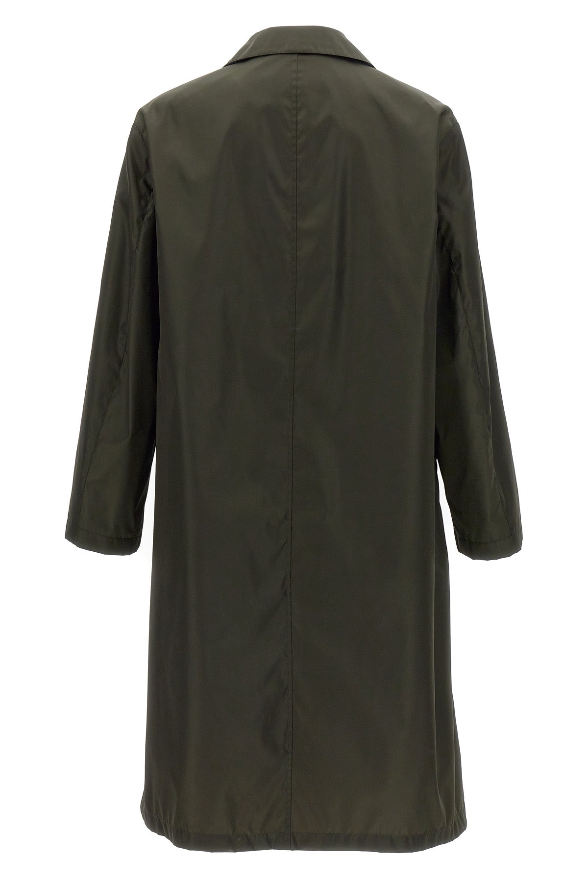 single-breasted nylon twill trench coat