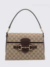 horsebit duomo shoulder bag in gg jacquard and leather