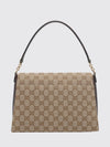 horsebit duomo shoulder bag in gg jacquard and leather
