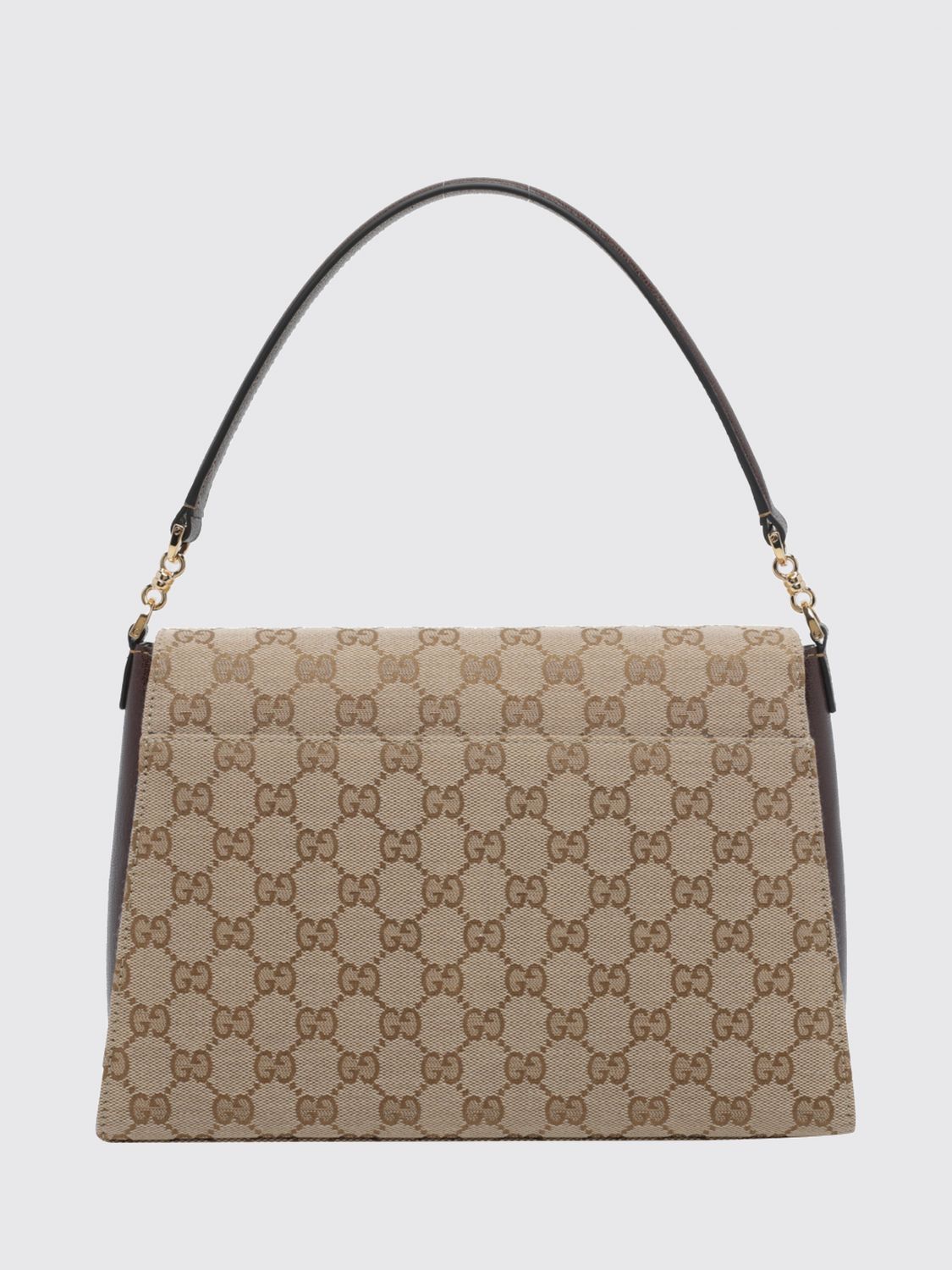 horsebit duomo shoulder bag in gg jacquard and leather