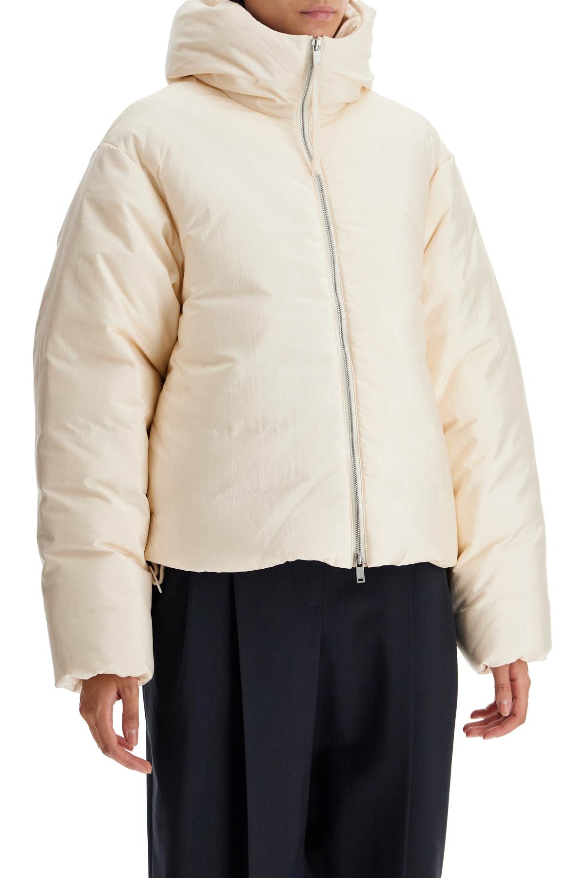 short down jacket in habotai silk blend