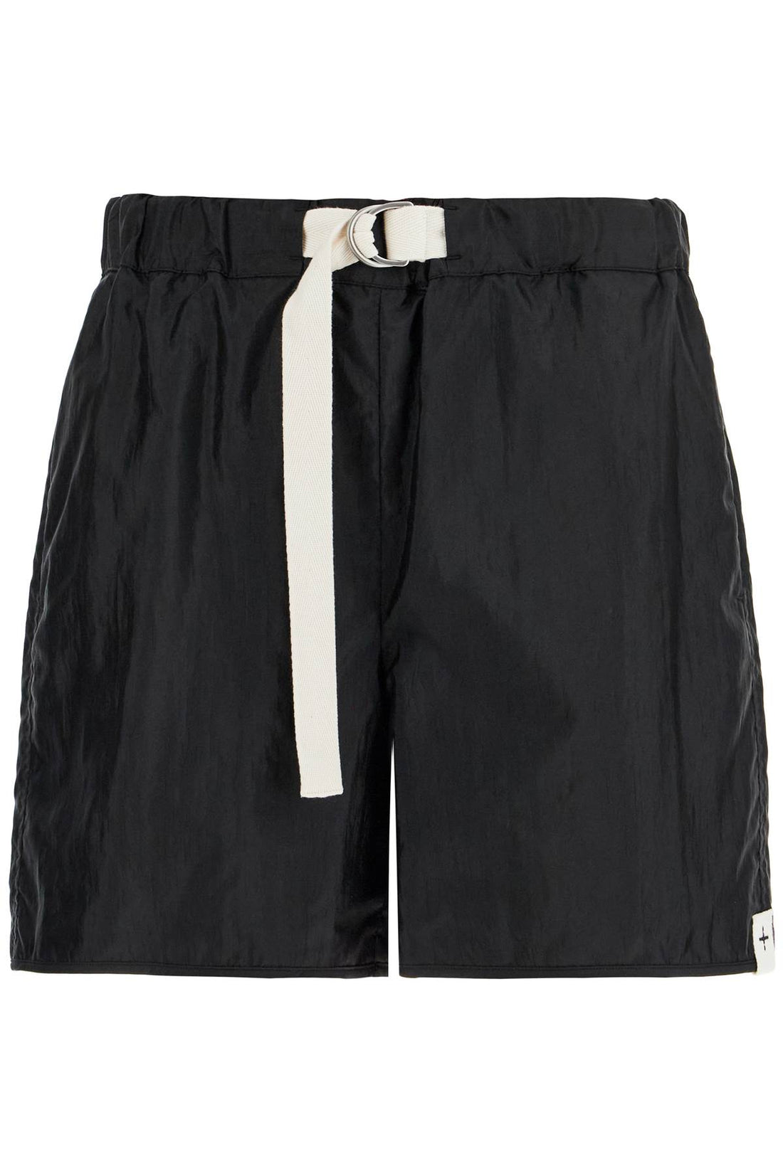 silk and nylon shorts with belt in a