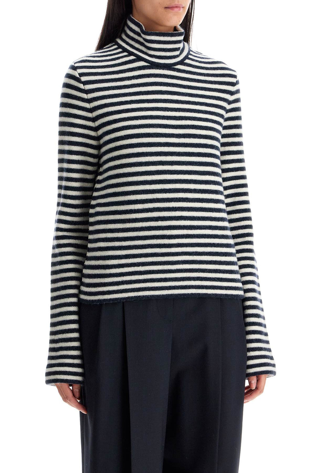 striped boiled wool knit pullover sweater