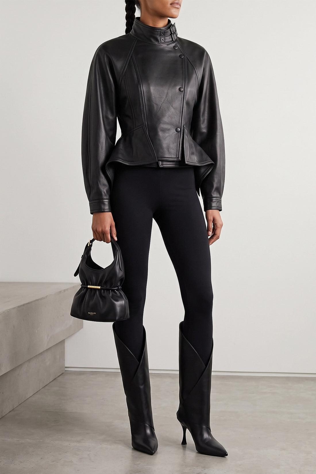 BALMAIN 36 the balmain nappa leather side jacket redefines the outerwear through a masterfu