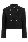 the balmain double-breasted tweed short jacket defines the wardrobe through a ri