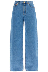 blue cotton jeans with orange embroidery